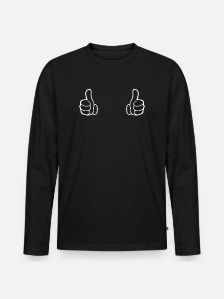 Double thumb outline shirt motif - Men's Premium Organic Long Sleeve Shirt - black
