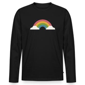 Arc-en-ciel et nuages - T-shirt manches longues Premium bio Homme - noir - Devant - Nico (187cm)