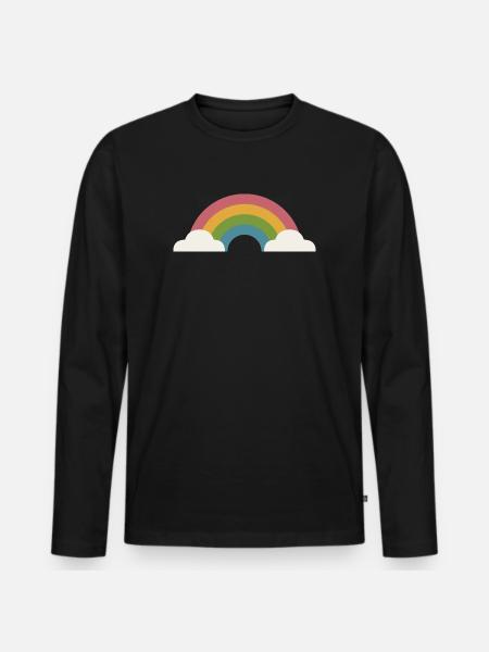 Rainbow and clouds - Men's Premium Organic Long Sleeve Shirt - black
