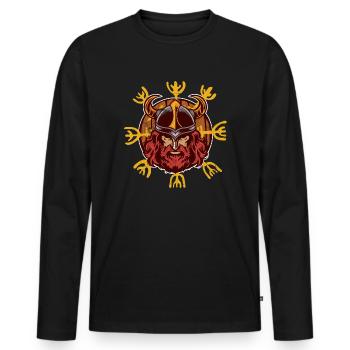 Vikings Odin | Guerrier Ravengott Walhalla Valknut - T-shirt manches longues Premium bio Homme - noir - Devant - Nico (187cm)