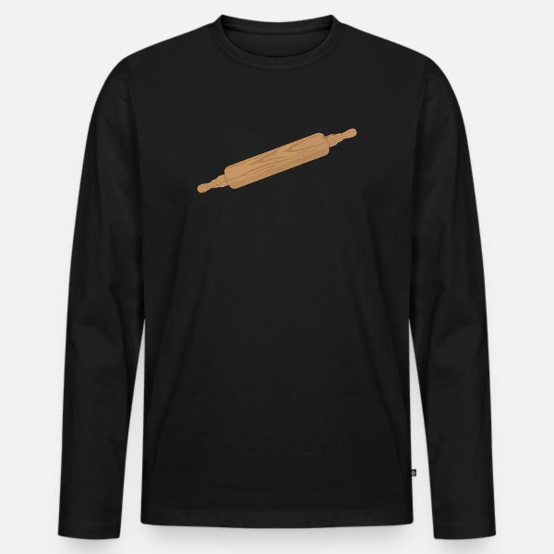 Teigroller - Nudelholz-Roller aus Holz - Männer Premium Bio Langarmshirt - Schwarz
