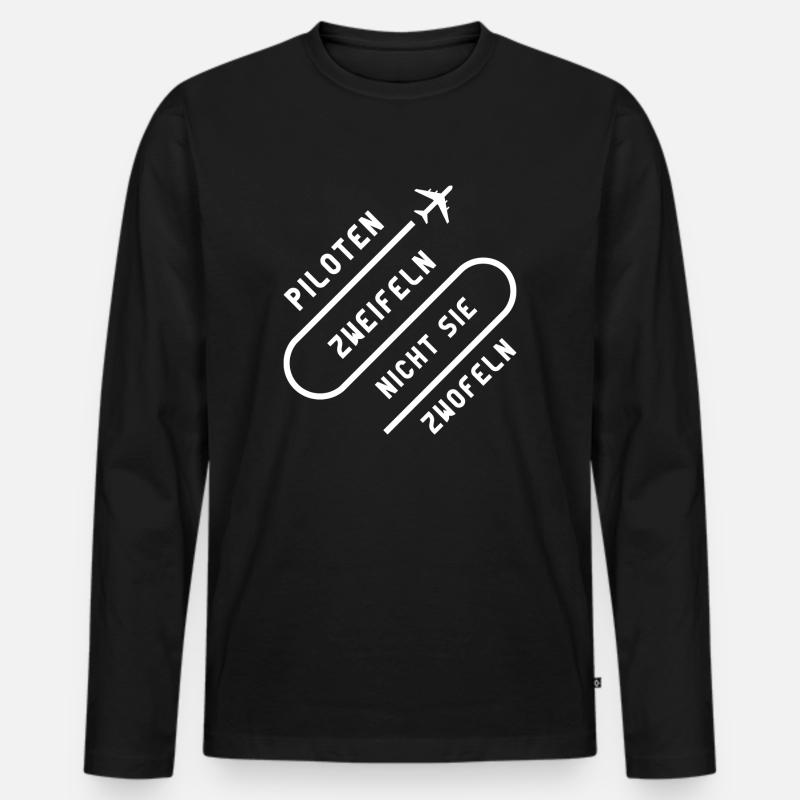 Pilot - Männer Premium Bio Langarmshirt - Schwarz