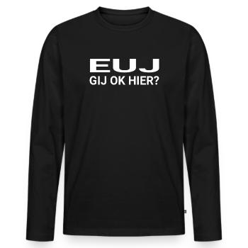 EUJ vous ok ici - T-shirt manches longues Premium bio Homme - noir - Devant - Nico (187cm)