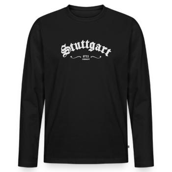 Stuttgart 0711 - Männer Premium Bio Langarmshirt - Schwarz - Vorne - Nico (187cm)