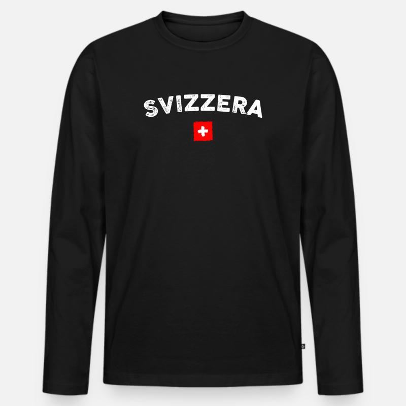 Svizzera Arc Emblem Flagge - Männer Premium Bio Langarmshirt - Schwarz