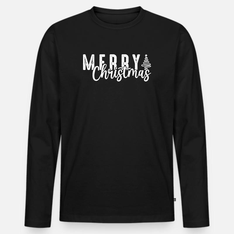 Frohe Weihnachten Skript Overlay - Männer Premium Bio Langarmshirt - Schwarz