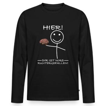 Dir ist was runtergefallen | Gehirn Strichmännchen - Männer Premium Bio Langarmshirt - Schwarz - Vorne - Nico (187cm)