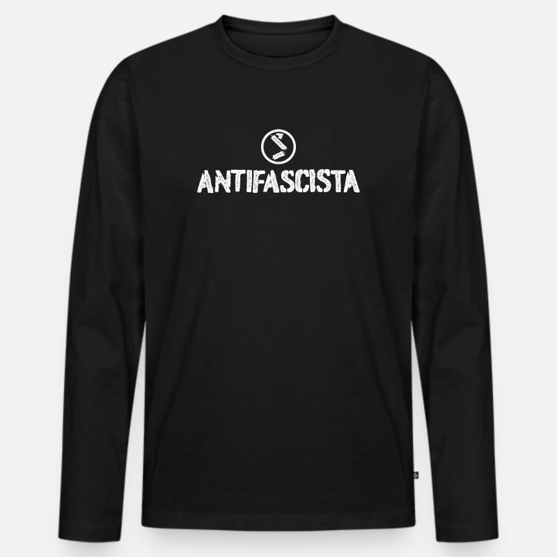 Antifaschistisch - Männer Premium Bio Langarmshirt - Schwarz