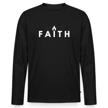 Faith Christian Trust Hope Minimal Shirt - Männer Premium Bio Langarmshirt - Schwarz - Vorne - Nico (187cm)