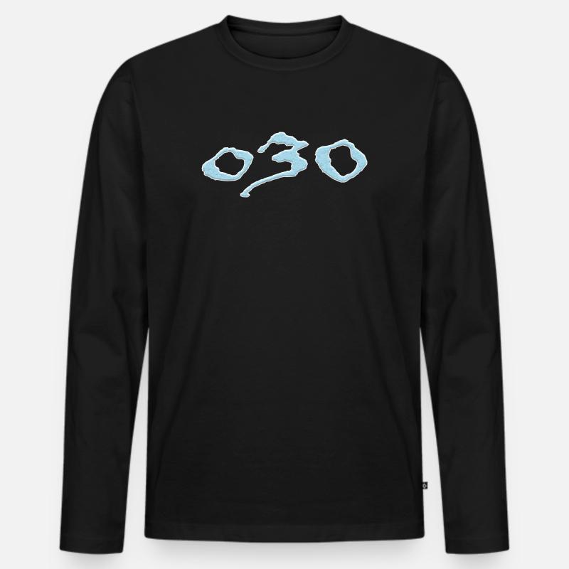 030 Exklusiv - Männer Premium Bio Langarmshirt - Schwarz