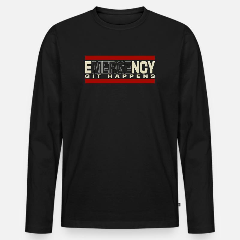 Nerd geek emergency git happens - Männer Premium Bio Langarmshirt - Schwarz