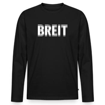 Breit Weiß by Falsches Design - Männer Premium Bio Langarmshirt - Schwarz - Vorne - Nico (187cm)