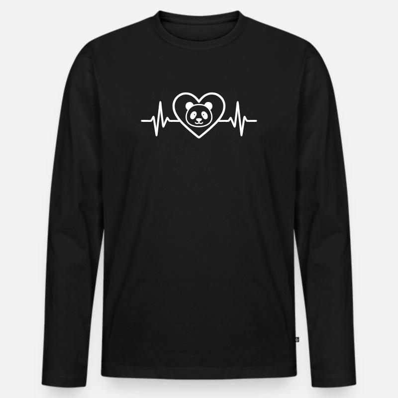 Panda-Herz - Männer Premium Bio Langarmshirt - Schwarz