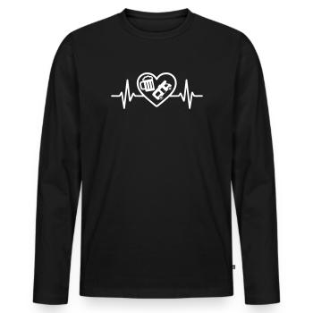 Cœur Bière Camping Car Humour - T-shirt manches longues Premium bio Homme - noir - Devant - Nico (187cm)