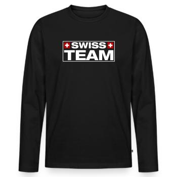 Team Swiss Schweiz - Männer Premium Bio Langarmshirt - Schwarz - Vorne - Nico (187cm)