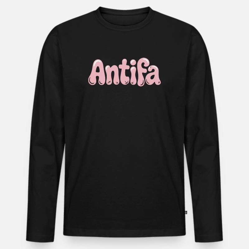 Antifa – Antifaschistisches Merch - Männer Premium Bio Langarmshirt - Schwarz