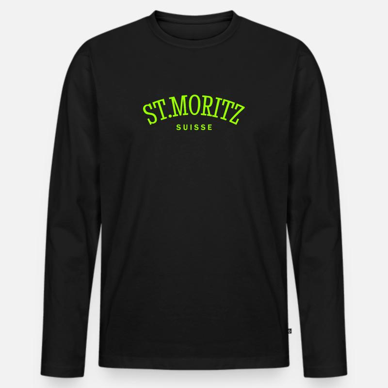 St. Moritz - Suisse - Schweiz - Swiss - Männer Premium Bio Langarmshirt - Schwarz