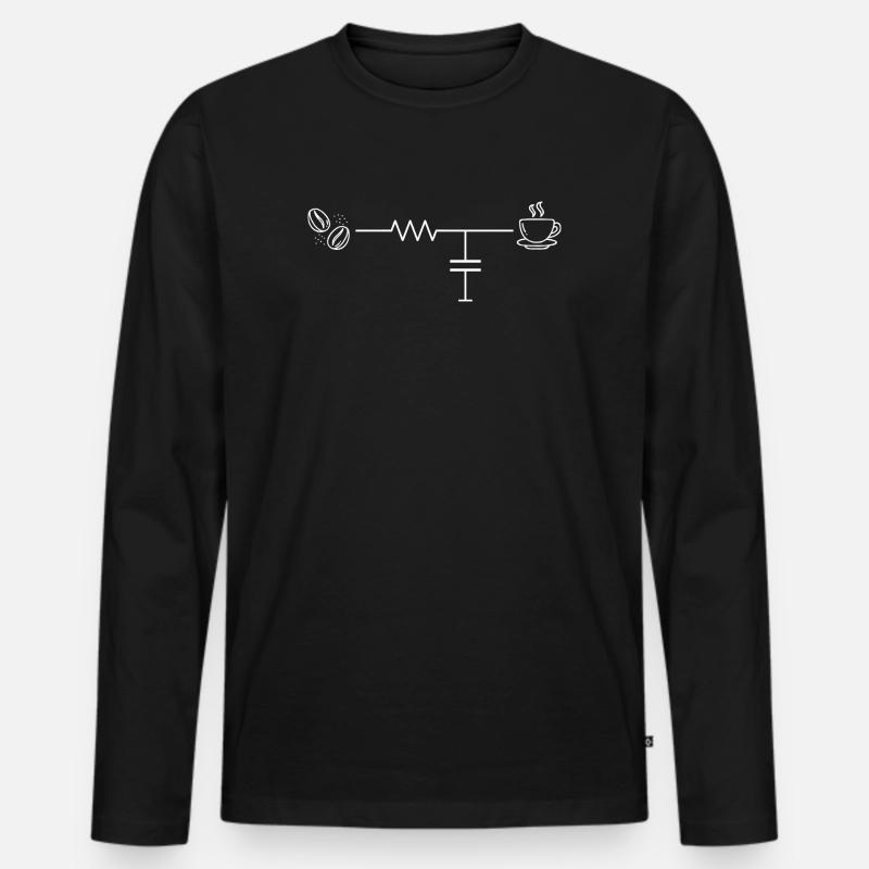 Kaffee-Schaltkreis - Männer Premium Bio Langarmshirt - Schwarz