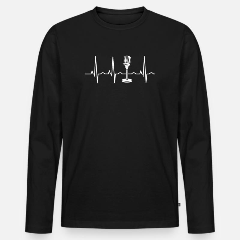 Mikrofon Herzschlag - Männer Premium Bio Langarmshirt - Schwarz