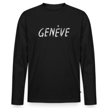 Genfer stilisierte Pinselbuchstaben - Männer Premium Bio Langarmshirt - Schwarz - Vorne - Nico (187cm)