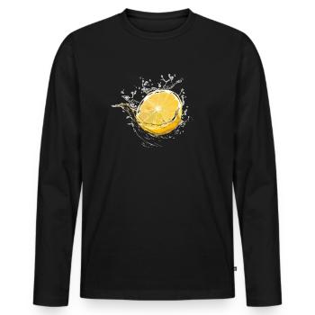 lemon - Men's Premium Organic Long Sleeve Shirt - black - Front - Nico (187cm)