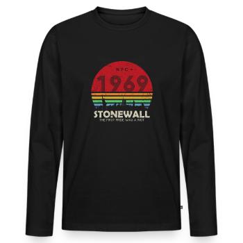 50th Anniversary Stonewall 1969 Was A Riot LGBTQ - Men's Premium Organic Long Sleeve Shirt - black - Front - Nico (187cm)
