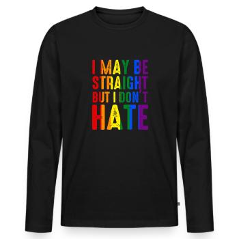 Ich mag hetero sein, aber ich hasse LGBT Pride Ally nicht - Männer Premium Bio Langarmshirt - Schwarz - Vorne - Nico (187cm)