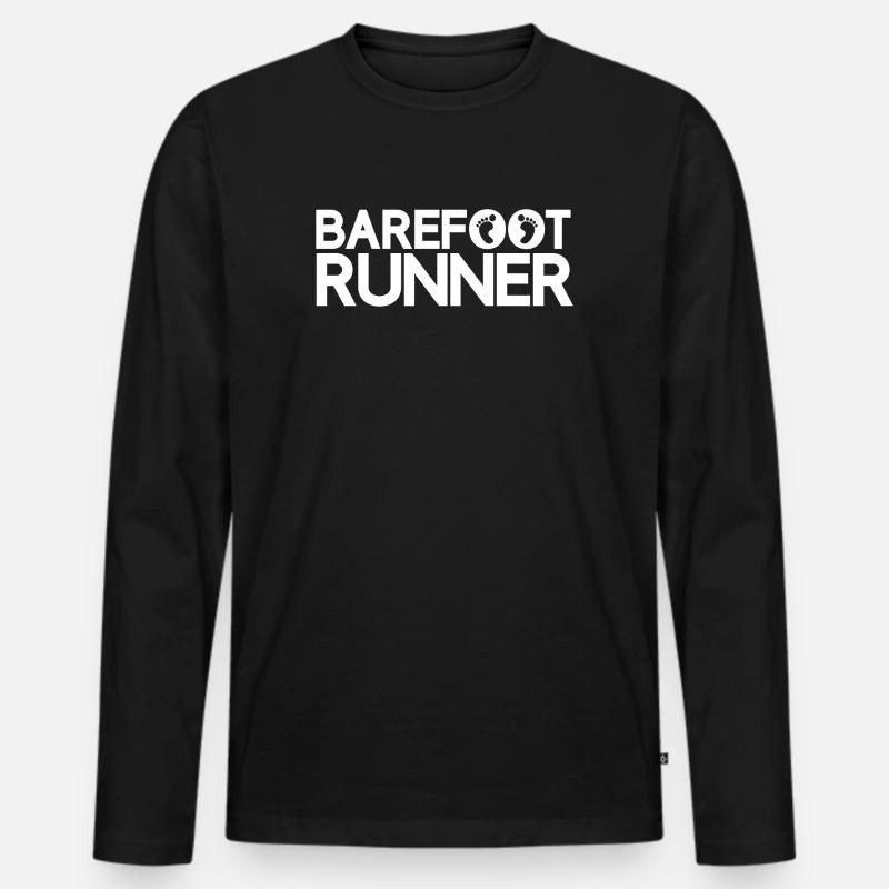 Barfußläufer - Männer Premium Bio Langarmshirt - Schwarz