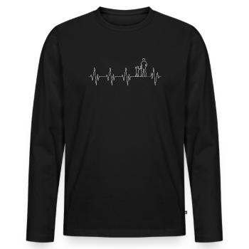 papa fils cardiogramme amour - T-shirt manches longues Premium bio Homme - noir - Devant - Nico (187cm)