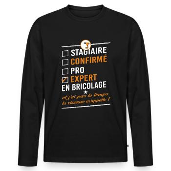 Do-it-yourself - Men's Premium Organic Long Sleeve Shirt - black - Front - Nico (187cm)