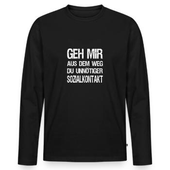 Ne me fais pas de mal, tu n’auras pas besoin de contact social - T-shirt manches longues Premium bio Homme - noir - Devant - Nico (187cm)