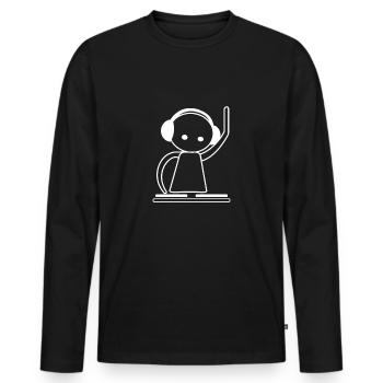 DJ playing | Turntable | Vinyl | To dance - Men's Premium Organic Long Sleeve Shirt - black - Front - Nico (187cm)