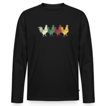 Hahn - Männer Premium Bio Langarmshirt - Schwarz - Vorne - Nico (187cm)