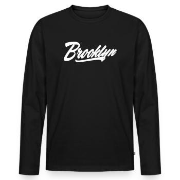 Brooklyn Shirt - Men's Premium Organic Long Sleeve Shirt - black - Front - Nico (187cm)