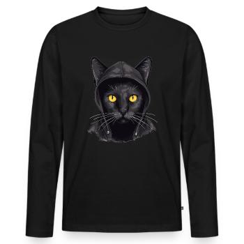 Cat Head Black Cat Bombay Happy Cat Cats - Men's Premium Organic Long Sleeve Shirt - black - Front - Nico (187cm)