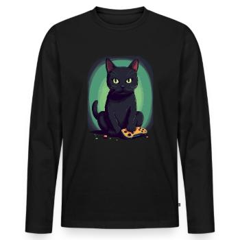 Gamer Black Cat Gaming Bombay Cats Gambler - T-shirt manches longues Premium bio Homme - noir - Devant - Nico (187cm)