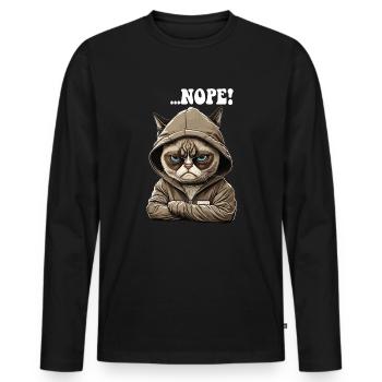Nope! Neinsager - Mitarbeiter Arbeitskollegen - Männer Premium Bio Langarmshirt - Schwarz - Vorne - Nico (187cm)