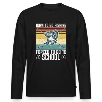 Born To Go Pêche à l’achigan Pêcheur de poisson Garçons - T-shirt manches longues Premium bio Homme - noir - Devant - Nico (187cm)