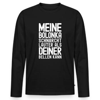 Meine Bolonka schnarcht lauter - Bolonka Zwetna - Männer Premium Bio Langarmshirt - Schwarz - Vorne - Nico (187cm)