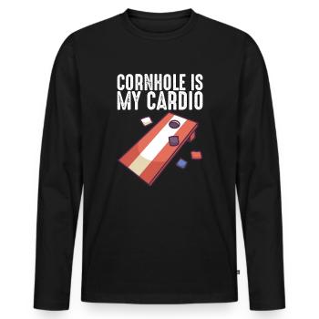 Cornhole est mon cardio cornhole sacs Cornhole - T-shirt manches longues Premium bio Homme - noir - Devant - Nico (187cm)