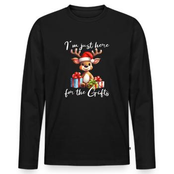 I`m just here for the Gifts - Männer Premium Bio Langarmshirt - Schwarz - Vorne - Nico (187cm)