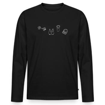 Fitness Sportaccessoires - white - Männer Premium Bio Langarmshirt - Schwarz - Vorne - Nico (187cm)