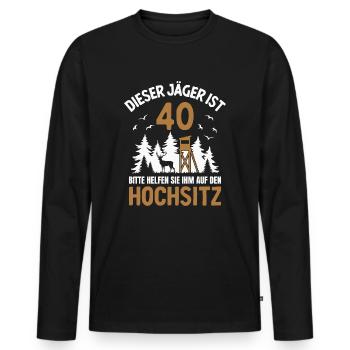 40. Geburtstag Jäger 40 Jahre Jagd Hochsitz - Männer Premium Bio Langarmshirt - Schwarz - Vorne - Nico (187cm)