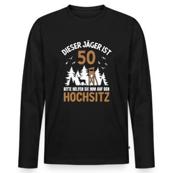 50. Geburtstag Jäger 50 Jahre Jagd Hochsitz - Männer Premium Bio Langarmshirt - Schwarz - Vorne - Nico (187cm)