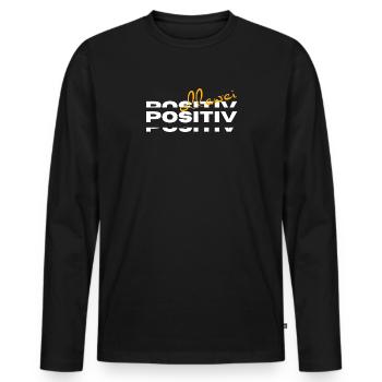 Ollewei positif - toujours positif - T-shirt manches longues Premium bio Homme - noir - Devant - Nico (187cm)