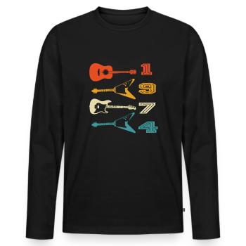 1974 Vintage Born Guitarist Guitar Birthday - Men's Premium Organic Long Sleeve Shirt - black - Front - Nico (187cm)