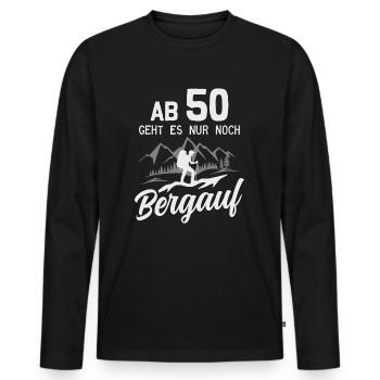 50. Geburtstag Bergsteiger Wanderer Berge Wandern - Männer Premium Bio Langarmshirt - Schwarz - Vorne - Nico (187cm)