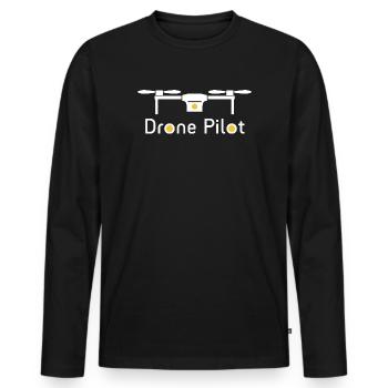 Drone Pilot - Men's Premium Organic Long Sleeve Shirt - black - Front - Nico (187cm)