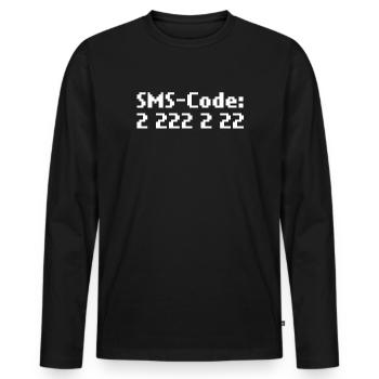 sms-code 2 222 2 22 - Männer Premium Bio Langarmshirt - Schwarz - Vorne - Nico (187cm)