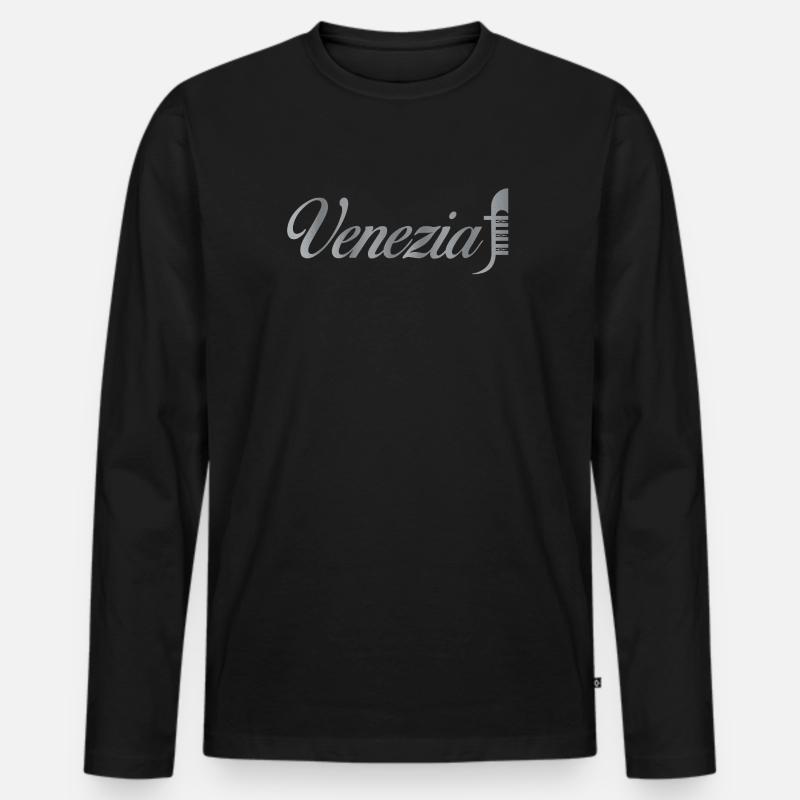 Venezia Script Metallic - Men's Premium Organic Long Sleeve Shirt - black